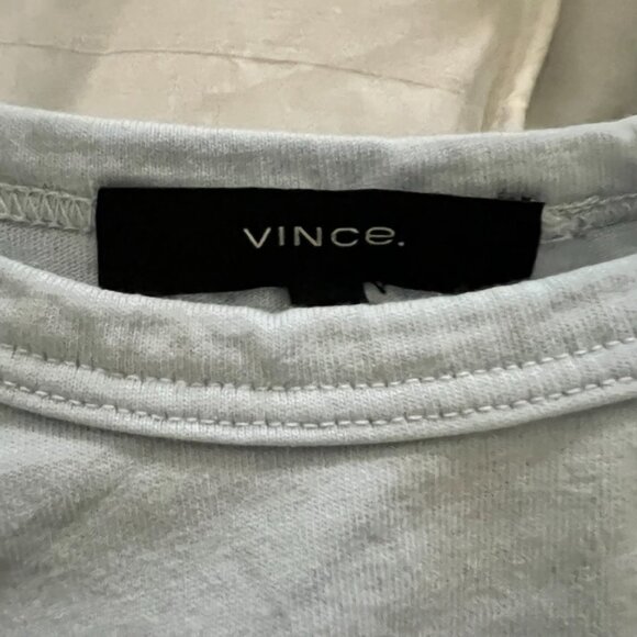 Vince Garment Dye T-Shirt Blue Solid Crew Neck Short Sleeve + - Picture 5 of 6